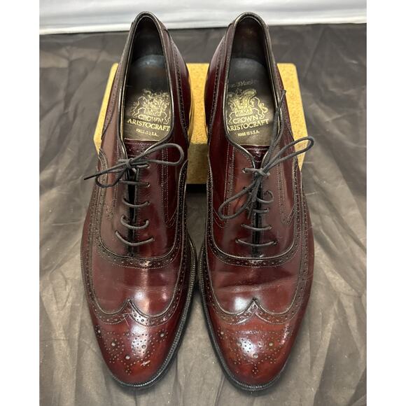 Johnston & Murphy Aristocraft Wingtip Oxford 11 Burgundy Leather Dress Shoes VTG main image 5